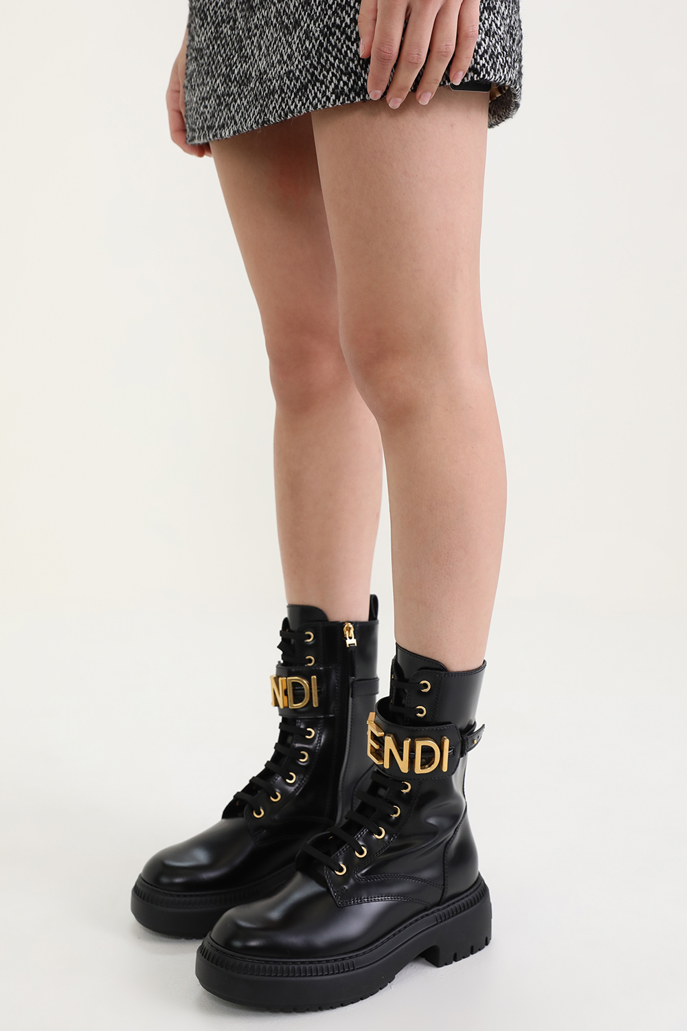 מגפי בייקר מעור FENDI